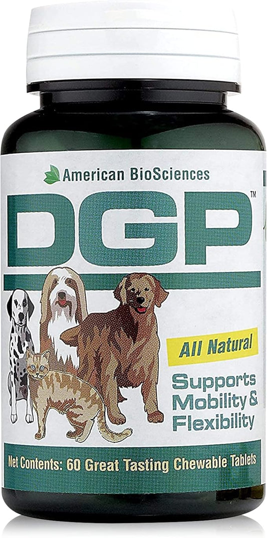 DGP, All-Natural Joint Supplement for Dogs - Joint Support with Turmeric, Boswellia Extract & More - Quick Effect for Immediate Mobility Support - 60 Chewable Pet Tablets AmericanBioSciences