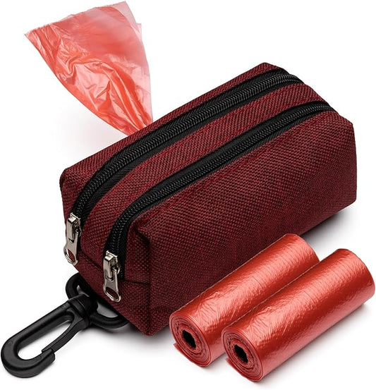 Premium Dog Poop Bag Holder for Leash - Convenient Dog Poop Bag Dispenser with Durable Design - Stylish Accessory for Easy Cleanup - Ideal for Dogs, Puppies, and Outdoor Walks - Red - PAWPICO
