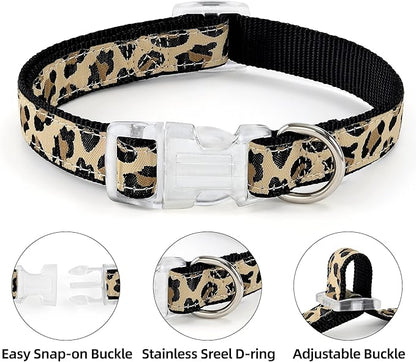 Mile High Life Leopard Dog Harness Collar Leash Set | Adjustable No Pull Dog Halter Harness for Small Breed Dogs | Easy Control for Training Walking | Black, Medium MileHighLife