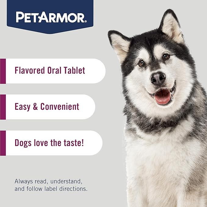 PetArmor 7 Way De-Wormer for Dogs, Oral Treatment for Tapeworm, Roundworm & Hookworm in Large Dogs & Puppies (Over 25 lbs), Worm Remover (Praziquantel & Pyrantel Pamoate), 2 Flavored Chewables PetArmor
