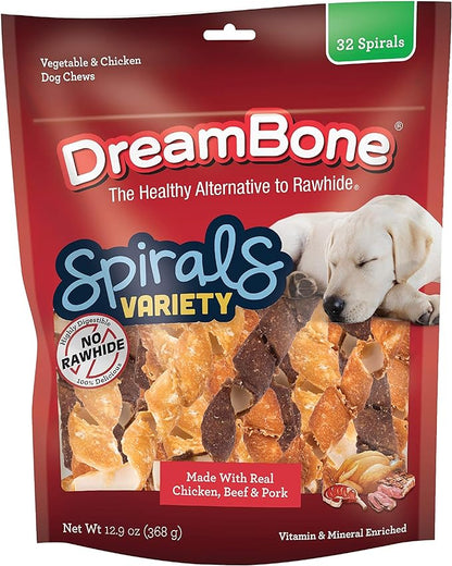 DreamBone Spirals Variety Pack, Treat Your Dog to a Chew Made with Real Meat and Vegetables - PAWPICO
