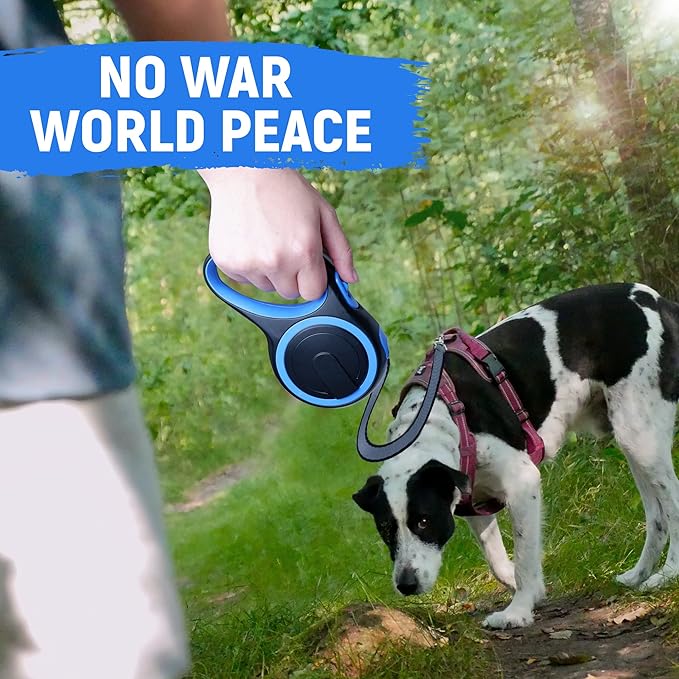 26 FT Retractable Dog Leash with No Tangle, Heavy Duty Great Leash for Dog up to 110lbs, One-Handed Brake, with Non-Slip Handle, Strong Nylon Tape for Small, Medium and Large Dogs LIEVUIKEN
