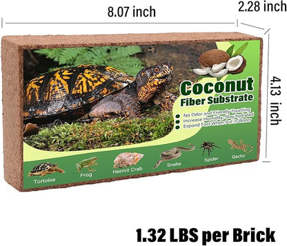 AQUA KT Reptile Natural Coconut Fiber Substrate Bedding Coco Coir Brick for Lizard Hermit Crab Snake Frog Spider Gecko Terrarium Bedding AQUAKT