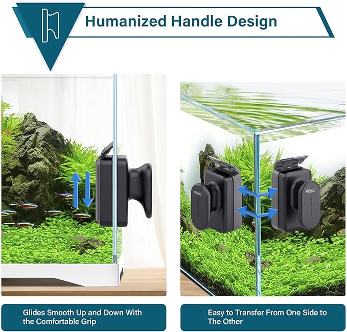 hygger Aquarium Magnetic Glass Scraper Fish Tank Cleaning Brush Floating Design Magnet Scrubber with Two Detachable Blade hygger