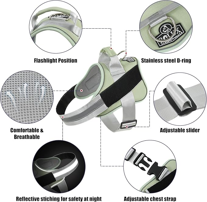 Bolux Dog Harness, No-Pull Reflective Dog Vest, Breathable Adjustable Pet Harness with Handle for Outdoor Walking - No More Pulling, Tugging or Choking Bolux