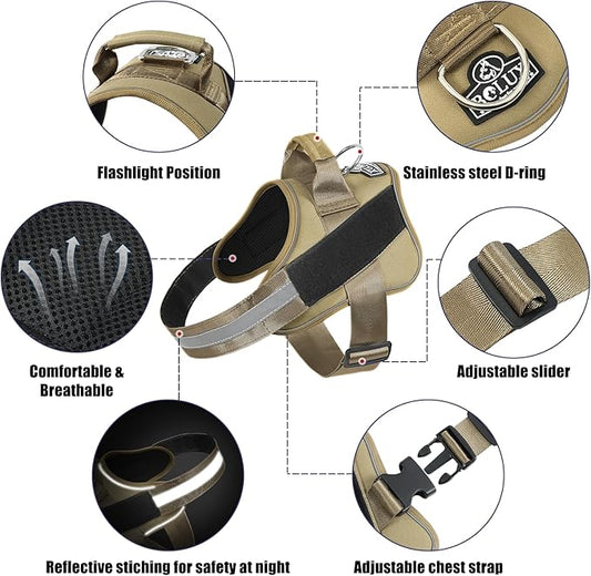 Bolux Dog Harness, No-Pull Reflective Dog Vest, Breathable Adjustable Pet Harness with Handle for Outdoor Walking - No More Pulling, Tugging or Choking Bolux