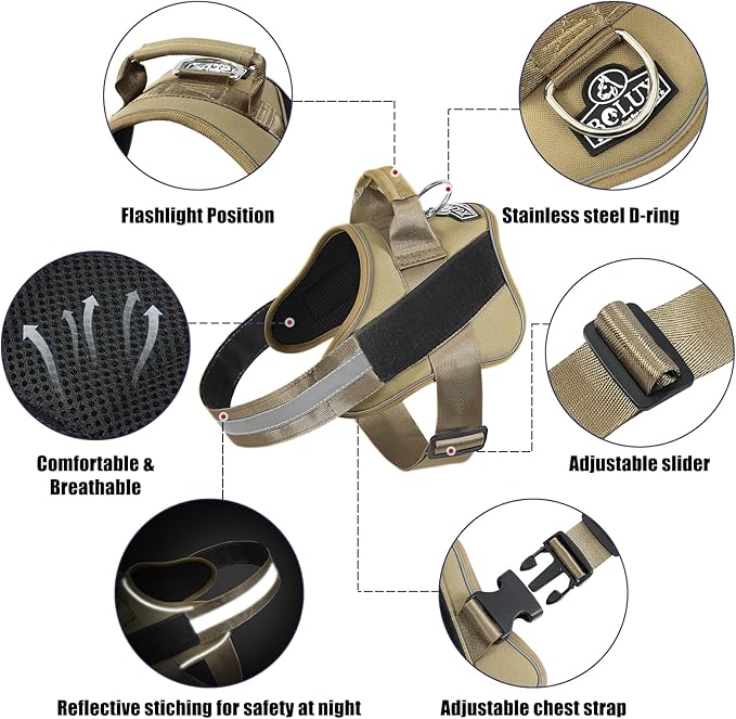 Bolux Dog Harness, No-Pull Reflective Dog Vest, Breathable Adjustable Pet Harness with Handle for Outdoor Walking - No More Pulling, Tugging or Choking Bolux