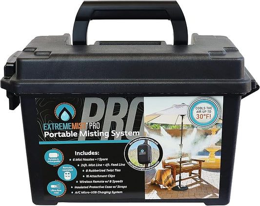 Extreme MIST Portable Misting System Pro Kit - 6 Mist Nozzles & Pro Pump | Easy to Setup | 24 ft. Mist Line for Outdoor Patios, Golf Carts, Greenhouses, Canopy, Decks & More - Cools the air up to 30°F ExtremeMist