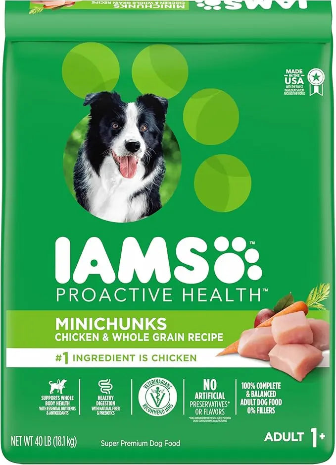 IAMS Proactive Health Minichunks Adult Dry Dog Food with Real Chicken, 40 lb. Bag - PAWPICO