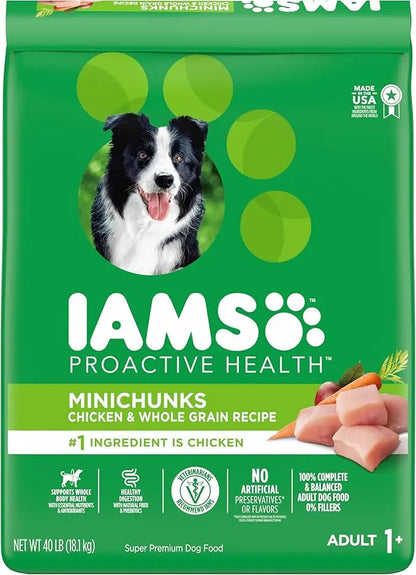 IAMS Proactive Health Minichunks Adult Dry Dog Food with Real Chicken, 40 lb. Bag - PAWPICO