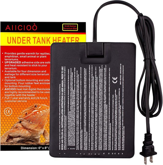 Aiicioo Reptile Heating Pad - Hermit Crab Heater Heat Mat for Reptiles Snake Lizard Terrarium 8 Watt AIICIOO