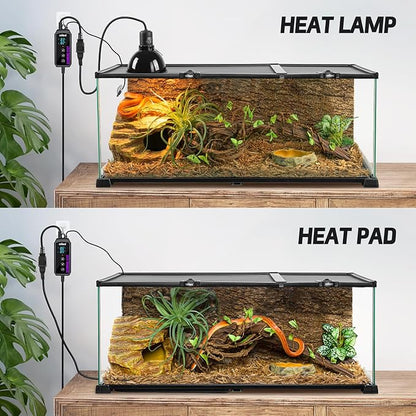 Oiibo Digital Heat Mat Thermostat, PID Reptile Heat Lamp Dimming Thermostat Heating Pad Temperature Controller for for Aquarium Reptiles and Seedling, Breeding, Hatching OIIBO