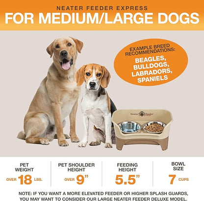 Neater Feeder Express Medium to Large Mess Proof Feeder for Medium to Large Dogs, 7 Cup Stainless Steel Bowls, Elevated, No Spill, Non-Tip, Non-Slip Elevated Dog Bowls. Made in USA - PAWPICO