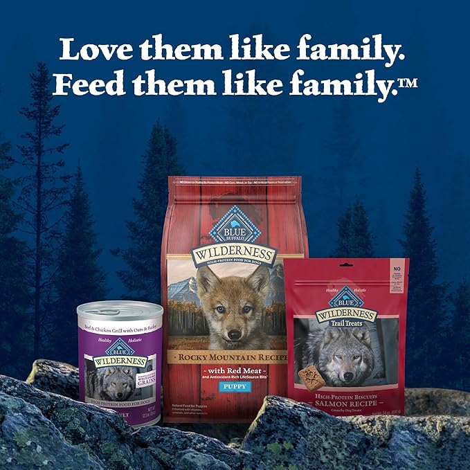 Blue Buffalo Wilderness High-Protein Rocky Mountain Recipe Dry Food for Puppies, Red Meat & Grains, 4.5-lb. Bag - PAWPICO