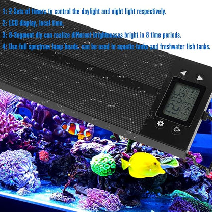 CMOOD Aquarium Light 48-54 Inch Fish Tank Light LED Full Spectrum with Timer Auto On/Off Extendable Bracket Aquarium Plant Light for Freshwater Planted Tank Sunrise Sunset Adjustable Multi-Color CMOOD