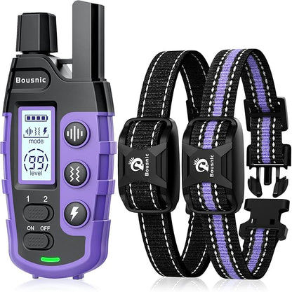 BOUSNIC Dog Shock Collar 2 Dogs (5-120Lbs) - 3300 ft Waterproof Training Collar for Dogs Large Medium Small with Rechargeable Remote, Beep (1-8) Vibration (1-16) and Humane Shock (1-99) Modes BOUSNIC