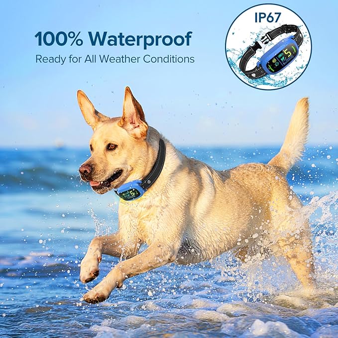 Bark Collar, Rechargeable Dog Bark Collar with 5 Adjustable Sensitivity and Intensity Beep Vibration, Anti Barking Collar for Small Medium Large Breed Dogs (Blue) FAFAFROG