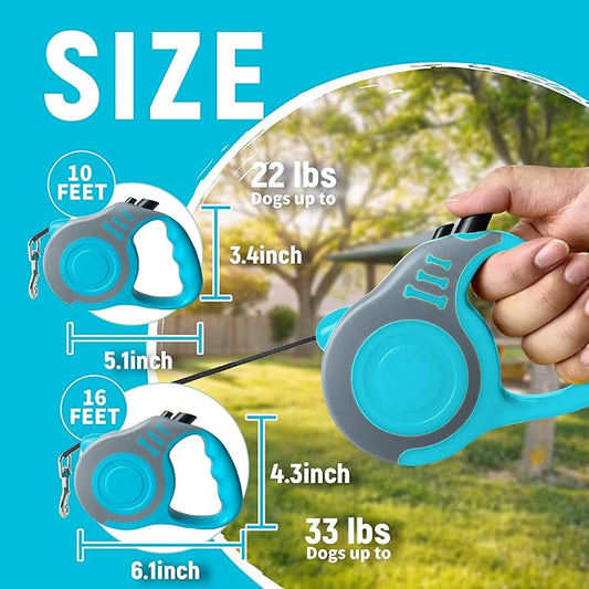Retractable Dog Leash Automatic Telescopic Tractor Dog Tape, Pet Tape 10/16 FT Durable and Convenient, with Non-Slip Handle, Suitable for Small and Medium-Sized Dogs LIEVUIKEN