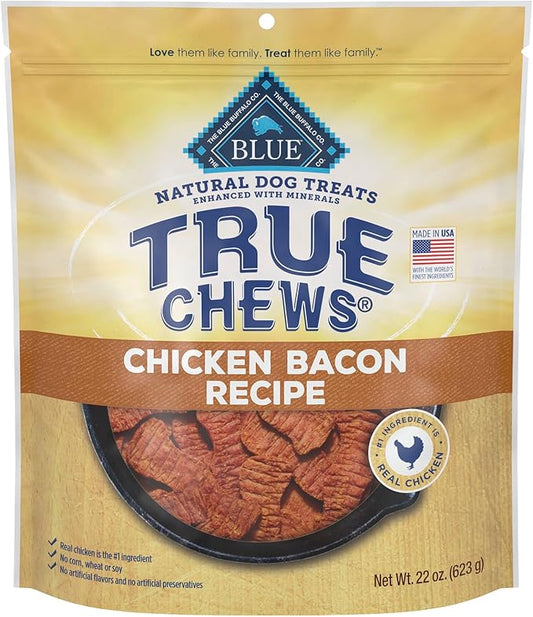 Blue Buffalo True Chews Dog Treats, Made in the USA with Natural Ingredients, Chicken Bacon Recipe, 22-oz Bag - PAWPICO