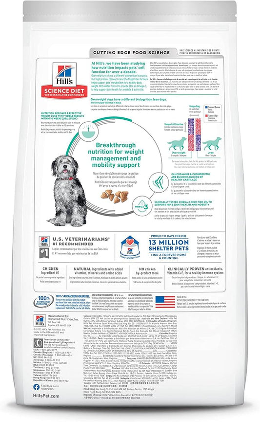 Hill's Science Diet Perfect Weight & Joint Support, Adult 1-6, Weight Management & Joint Support, Dry Dog Food, Chicken & Brown Rice, 25 lb Bag - PAWPICO