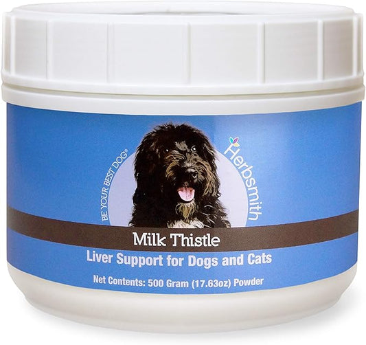 Herbsmith Organic Milk Thistle for Dogs and Cats – Liver Supplement for Dogs & Cats – Made in USA – 500g Powder Herbsmith