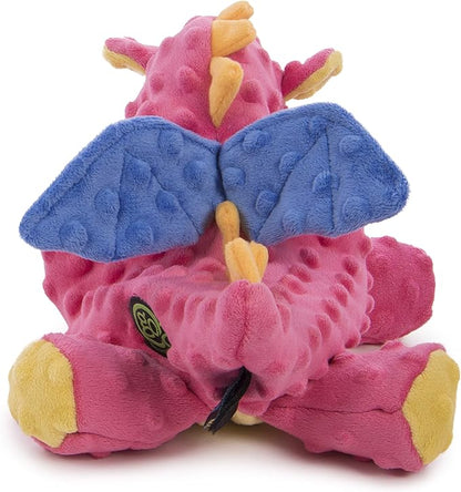 goDog Bubble Plush Dragons Squeaky Dog Toy, Chew Guard Technology - Coral, Large - PAWPICO