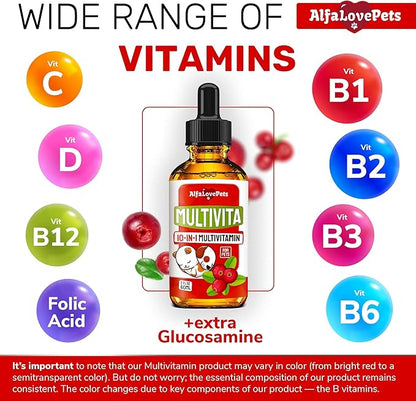 Сat Vitamins for Indoor Cats in Drops – Liquid Multivitamin for Dogs – Dog Multivitamin Liquid Supplement – Cat Multivitamin – Multivitamin for Dogs – Vitamin C for Cats – 2 oz AlfaLovePets