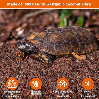 Riare 2 Pack Natural Coconut Fiber Substrate for Reptile- Premium Compressed Coconut Husk Terrarium Bedding for Reptile, Tortoise, Frogs, Snakes Hermit Crabs, Burrowing Animals Riare