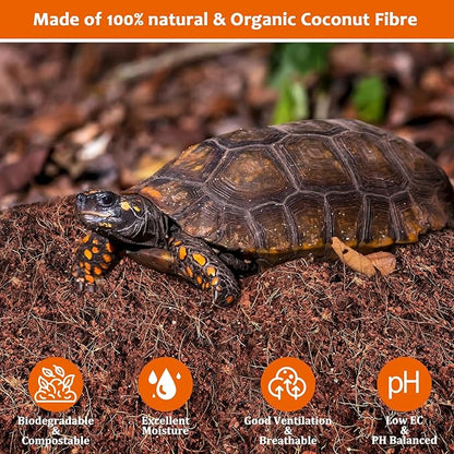 Riare 2 Pack Natural Coconut Fiber Substrate for Reptile- Premium Compressed Coconut Husk Terrarium Bedding for Reptile, Tortoise, Frogs, Snakes Hermit Crabs, Burrowing Animals Riare