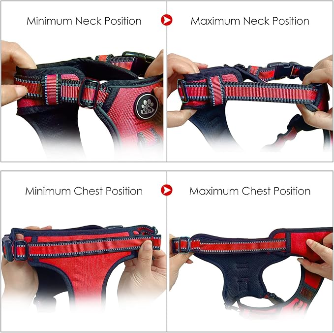 NESTROAD No Pull Dog Harness,Adjustable Oxford Dog Vest Harness with Leash,Reflective No-Choke Pet Harness with Easy Control Soft Handle for Small Medium Dogs(Medium,Red) NESTROAD