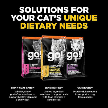 Go! Solutions Sensitivities Limited Ingredient, Grain-Free Dry Cat Food, Duck Recipe for Sensitive Stomach, 16 lb Bag - PAWPICO