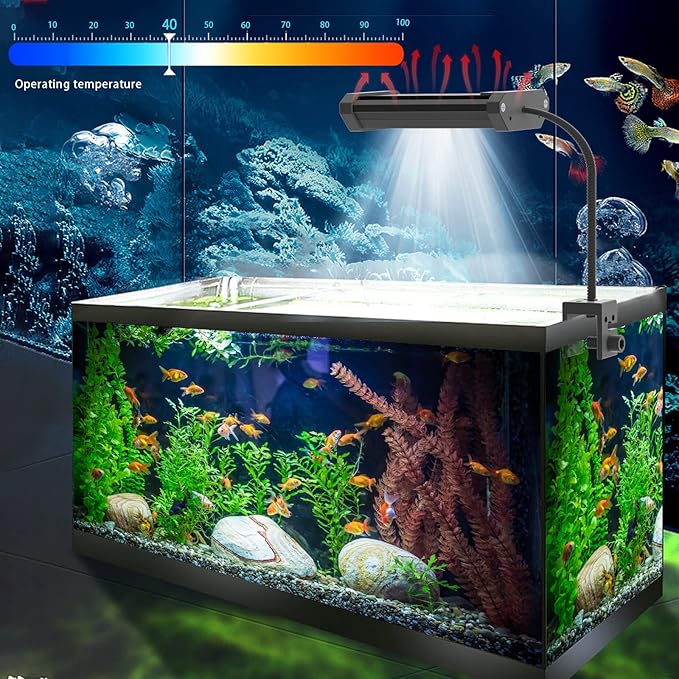 Lominie Planted Aquarium Light, 2-Channel Timer Dimmer Freshwater Small Fish Tank Light 6500K with Gooseneck for Planted Refugium Nano Tank (Freshwater) Lominie