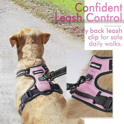 rabbitgoo Dog Harness, No-Pull Pet Harness with 2 Leash Clips, Adjustable Soft Padded Dog Vest, Reflective No-Choke Pet Oxford Vest with Easy Control Handle for Small Dogs, Pink, S - PAWPICO