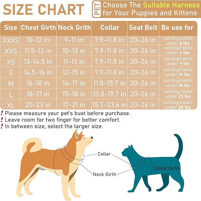 GAMUDA Dog Harness, Collar and Seat Belt Set, Vehicle Safety Harness, Retractable Adjustable Pet Seatbelts with Travel Strap and Carabiner for Most Cars (Beige, S) GAMUDACollarsCollection