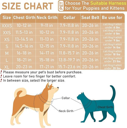 GAMUDA Dog Harness, Collar and Seat Belt Set, Vehicle Safety Harness, Retractable Adjustable Pet Seatbelts with Travel Strap and Carabiner for Most Cars (Beige, XS) GAMUDACollarsCollection