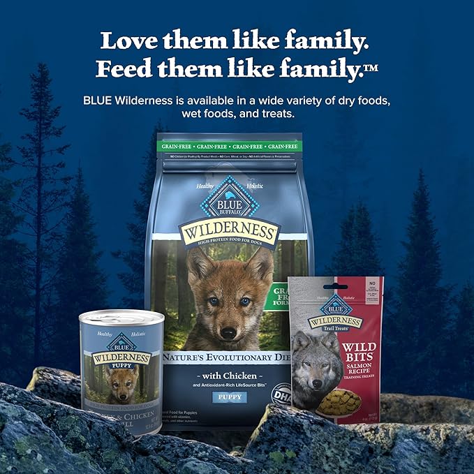 Blue Buffalo Wilderness Puppy High-Protein Dry Dog Food with Real Chicken, Grain-Free, Made in the USA with Natural Ingredients, Chicken, 24-lb Bag - PAWPICO