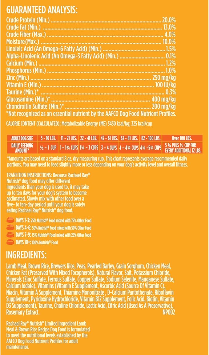 Rachael Ray Nutrish Limited Ingredient Diet Lamb Meal & Brown Rice Recipe, 6 Pounds (Packaging Design May Vary) - PAWPICO