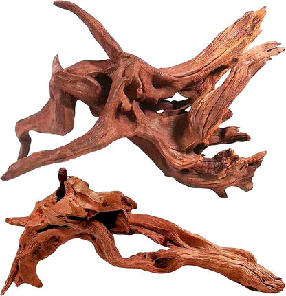 WDEFUN Natural Driftwood for Aquarium Decor, 2-Piece 10''-14'' Large Driftwood for Decorations on Fish Tank, Reptiles Bearded Dragon Accessories or Air Plants WDEFUN