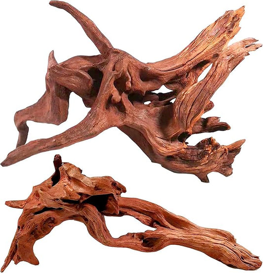 WDEFUN Natural Driftwood for Aquarium Decor, 2-Piece 10''-14'' Large Driftwood for Decorations on Fish Tank, Reptiles Bearded Dragon Accessories or Air Plants WDEFUN
