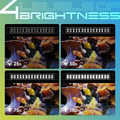 Aquarium Light,Full Spectrum Aquarium Light with Expandable Bracket,White Blue Red Green LEDs, Adjustable Timer and Brightness for 18~24IN Fish Tank GAMALTA