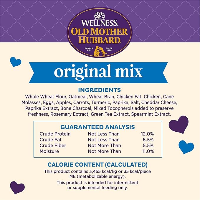 Old Mother Hubbard by Wellness Classic Original Mix Natural Dog Treats, Crunchy Oven-Baked Biscuits, Ideal for Training, Small Size, 20 ounce bag - PAWPICO