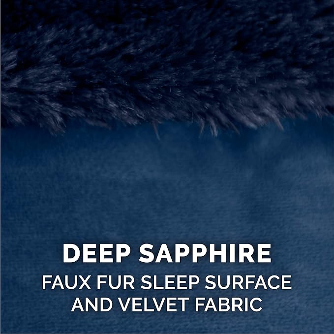 Furhaven Orthopedic Dog Bed for Large/Medium Dogs w/ Removable Bolsters & Washable Cover, For Dogs Up to 55 lbs - Plush & Velvet L Shaped Chaise - Deep Sapphire, Large - PAWPICO
