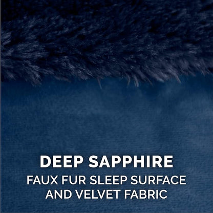 Furhaven Orthopedic Dog Bed for Large/Medium Dogs w/ Removable Bolsters & Washable Cover, For Dogs Up to 55 lbs - Plush & Velvet L Shaped Chaise - Deep Sapphire, Large - PAWPICO