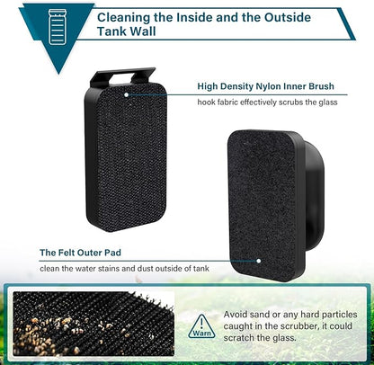 hygger Aquarium Magnetic Glass Cleaner, Algae Scraper for Fish Tank Cleaning with Two Detachable Blade, Magnet Floating Design Scrubbing Brush hygger