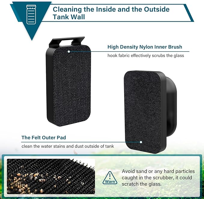 hygger Aquarium Magnetic Glass Scraper Fish Tank Cleaning Brush Floating Design Magnet Scrubber with Two Detachable Blade hygger
