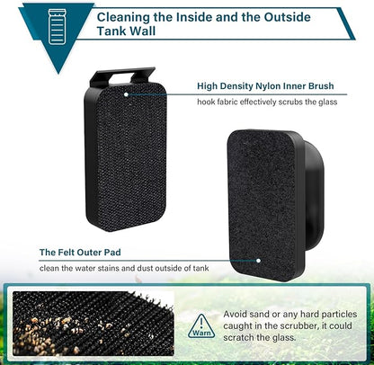 hygger Aquarium Magnetic Glass Scraper Fish Tank Cleaning Brush Floating Design Magnet Scrubber with Two Detachable Blade hygger