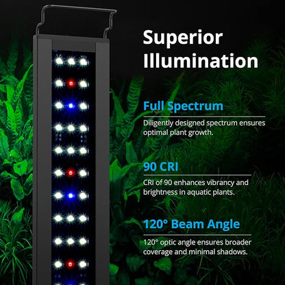 NICREW C10 Plants LED Aquarium Light, 18-24 in, 13 Watts, Full Spectrum Fish Tank Light with Timer, Day and Night Cycle, Brightness Adjustable NICREW
