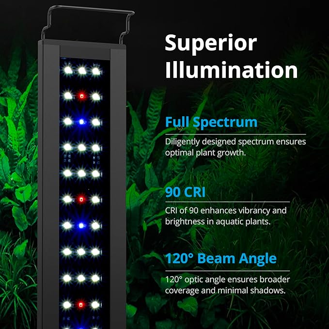 NICREW C10 Plants LED Aquarium Light, 12-18 in, 9 Watts, Full Spectrum Fish Tank Light with Timer, Day and Night Cycle, Brightness Adjustable NICREW
