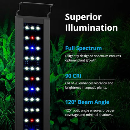 NICREW C10 Plants LED Aquarium Light, 12-18 in, 9 Watts, Full Spectrum Fish Tank Light with Timer, Day and Night Cycle, Brightness Adjustable NICREW