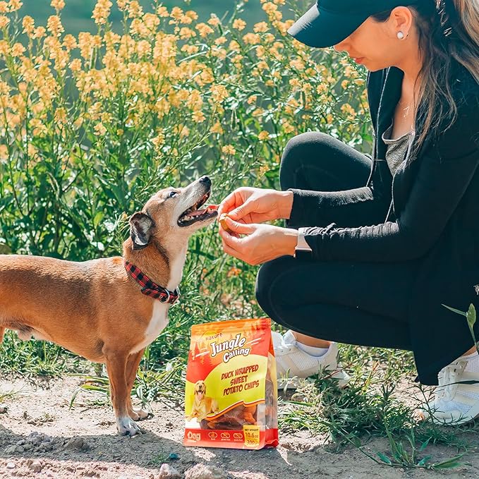 Jungle Calling Sweet Potato & Duck Dog Treats, Vegetarian, Nutritious and Delicious Snacks for Your Furry Friend, 10.6 oz - PAWPICO